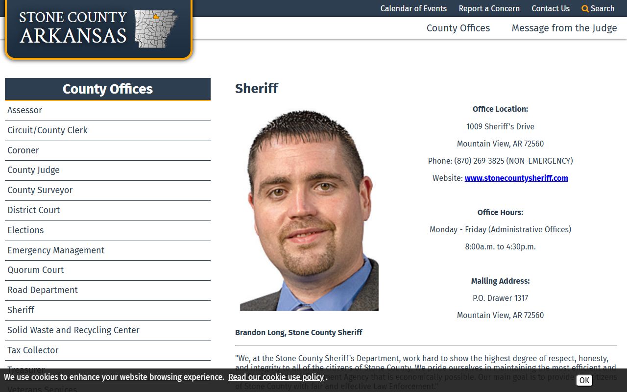 Stone County Sheriff's Office sex offender registration Mountain View Arkansas
