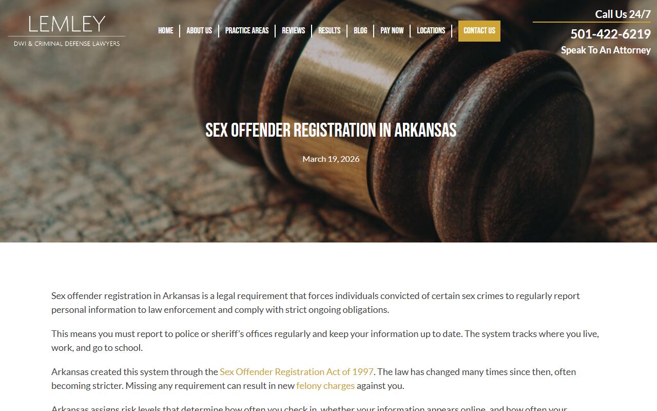 Arkansas sex offender registration requirements overview